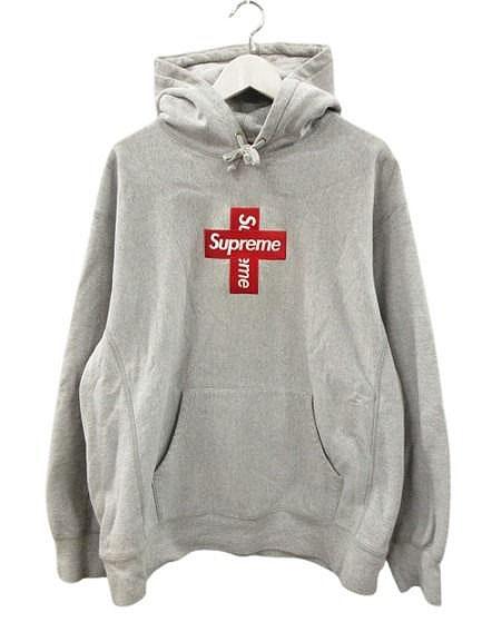 【中古】シュプリーム SUPREME Cross Box Logo Hooded Sweatshirt クロスボックスロゴ パーカー L グレー 長袖