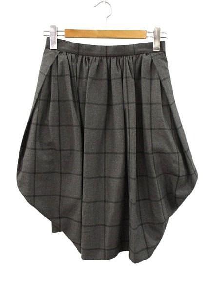 【中古】ヴィヴィアンウエストウッドレッドレーベル Vivienne Westwood RED LABEL チェック柄 変形 スカート 3 グレー