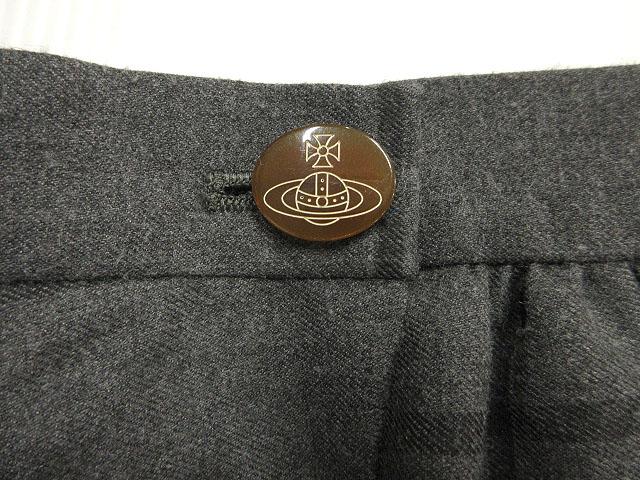 【中古】ヴィヴィアンウエストウッドレッドレーベル Vivienne Westwood RED LABEL チェック柄 変形 スカート 3 グレー_2