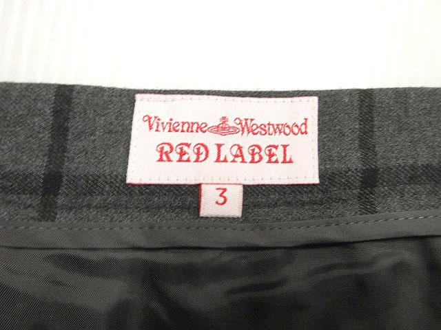 【中古】ヴィヴィアンウエストウッドレッドレーベル Vivienne Westwood RED LABEL チェック柄 変形 スカート 3 グレー_3