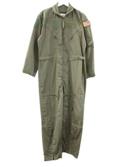 【中古】ヴィンテージ U.S.AF 米軍 90s サマーフライトカバーオール つなぎ 夏用フライトスーツ オリーブ 42S メンズ