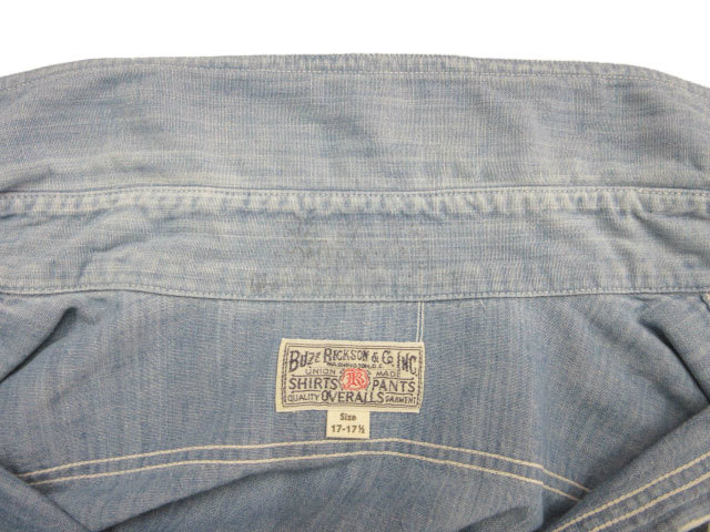 【中古】バズリクソンズ BUZZ RICKSON’S シャンブレーシャツ BR25995 長袖 ブルー 17-17.5 メンズ_3