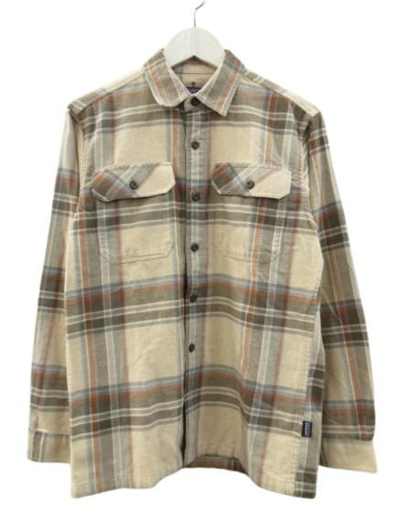 【中古】パタゴニア Patagonia フィヨルドフランネルシャツ ネルシャツ チェック ベージュ XS メンズ