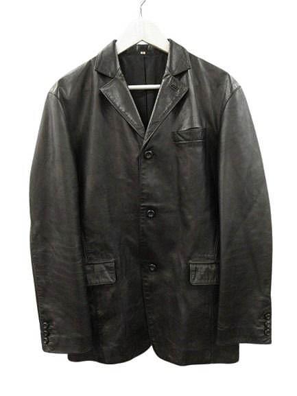 【中古】ワイツーレザー Y'2 LEATHER ホースハイド テーラードジャケット L ブラック 馬革 メンズ