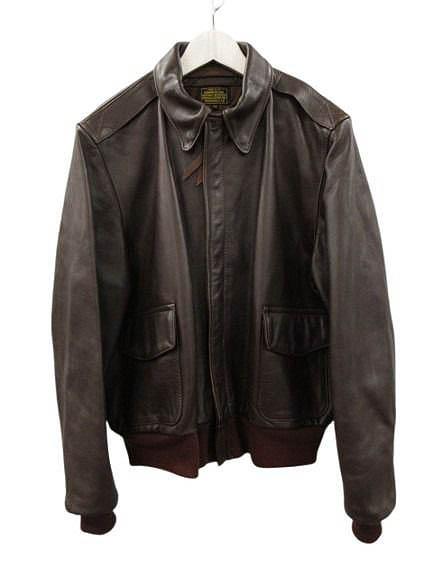 【中古】バンソン VANSON A-2 なめし革 飛翔上衣 46 USA製 6158 まっ黒い赤銅色 メンズ