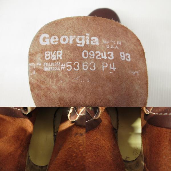 【中古】未使用品 ヴィンテージ ジョージア GEORGIA ワークブーツ デッドストック 8.5 R レザー USA製 プレーントゥ_7