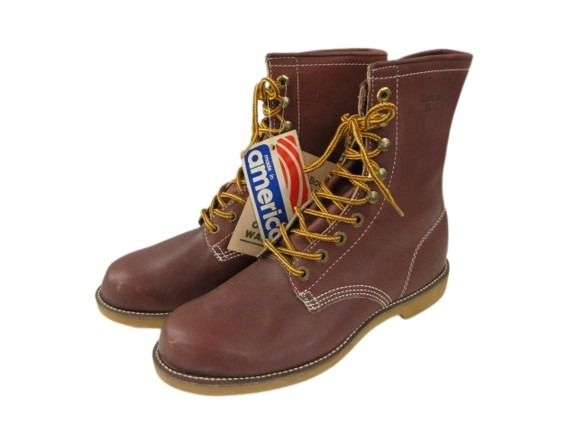 【中古】未使用品 ヴィンテージ ジョージア GEORGIA ワークブーツ デッドストック 8 レザー USA製 プレーントゥ
