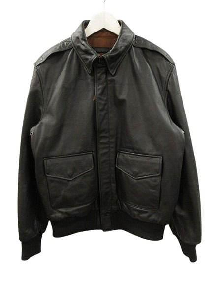 【中古】濾過性病原体&ガイガー Willis&Geiger A-2 なめし革 飛翔上衣 L 美國米空軍願望すること USA製 黒いこと