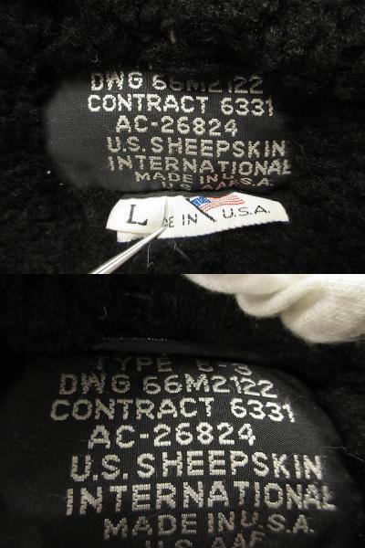 【中古】US SHEEPSKIN TYPE B-3 シープスキン 飛翔上衣 羊肉 L 黒いこと USA製 ミリタリー メンズ