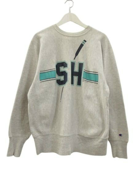 【中古】はやりっ子 90s 刺しゅう下げ札 リバースウィーブ 流汗 L 薄墨色 両面刷り上げる USA製 ヴィンテージ