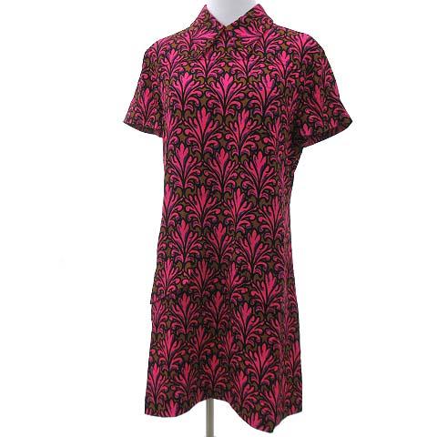 中古 ミュウミュウ Miumiu シャツ ワンピース 半袖 ミニ プルオーバー 総柄 プリント レーヨン ピンク 黒44 約m Lの通販はau Pay マーケット ブランド古着のベクトル