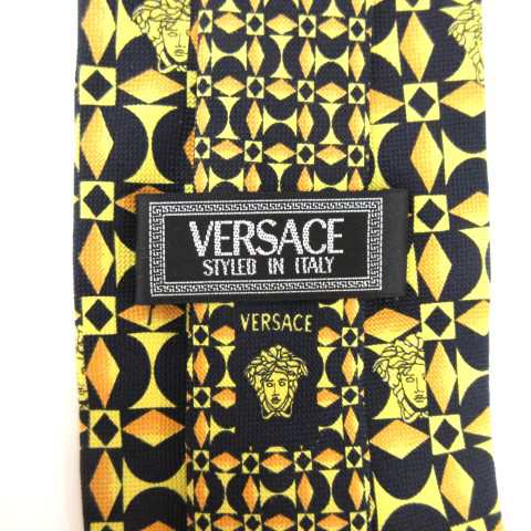 中古 ヴェルサーチ ヴェルサーチェ Versace ネクタイ 総柄 メデューサ 日本製 国内正規 シルク イエロー ブラックの通販はau Pay マーケット ブランド古着のベクトル