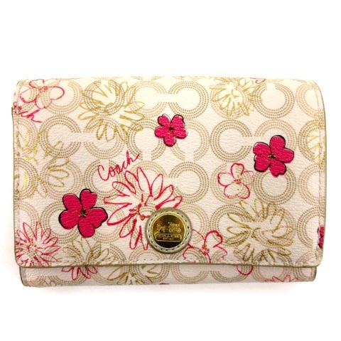 中古 コーチ Coach 財布 二つ折り 花柄 オプアート Pvc レザー ベージュ ピンク ウォレット 小物 レディースの通販はau Pay マーケット ブランド古着のベクトル