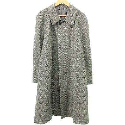 中古】ランバン LANVIN カシミヤ混 ステンカラーコート ヘリンボーン