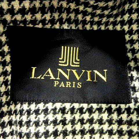 中古】ランバン LANVIN カシミヤ混 ステンカラーコート ヘリンボーン