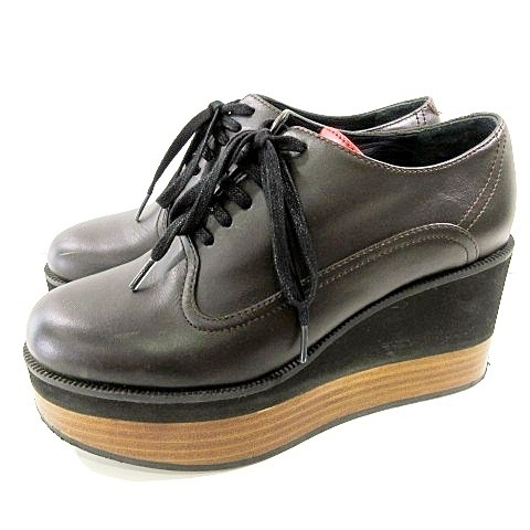 中古】ジルサンダー JIL SANDER NAVY 厚底 レザー シューズ 35.5 35 1