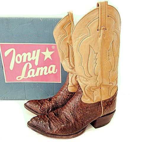 中古】トニーラマ TONY LAMA ウエスタンブーツ パイソン 蛇革 切替