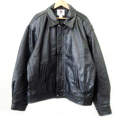 【中古】NOTHING ELSE IS A PEPSI 90s ペプシ レザー ジャケット 本革 裏地キルティング XL 黒 ■GY09 メンズ｜au  PAY マーケット