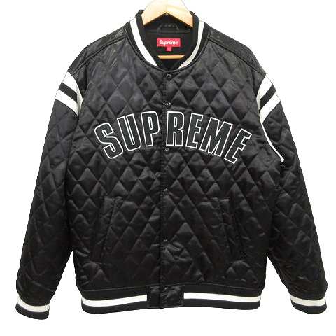 シュプリーム 17ss QUILTED SATIN VARSITY JACKET サテン