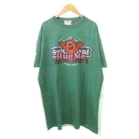 【中古】未使用品 ヴェトモン タグ付き 23AW HUG ME ハグ ミー Tシャツ プリント 半袖 薄手 M 緑 メンズ レディースの通販は