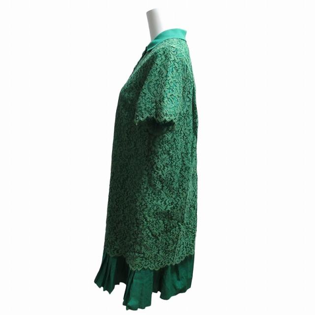 中古】ミュベール muveil シャツワンピース ひざ丈 レース 半袖 38 M