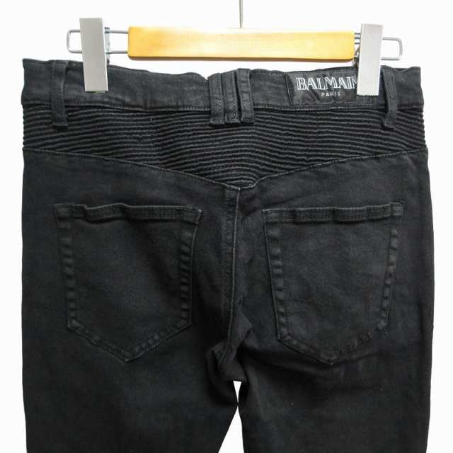 balmain バルマン バイカー デニム 黒 ブラック 30（中古・古着