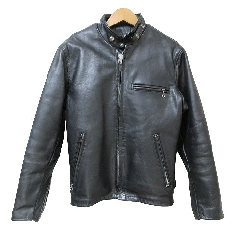 【中古】ショット SCHOTT 641 レザー ライダースジャケット USA ライナー ジップアップ 36 日本サイズM相当 ブラック