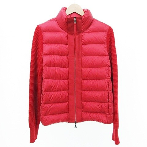 【中古】モンクレール MONCLER 美品 MAGLIONE TRICOT ダウンジャケット アウター ダブルジップ Lサイズ 赤 レッド