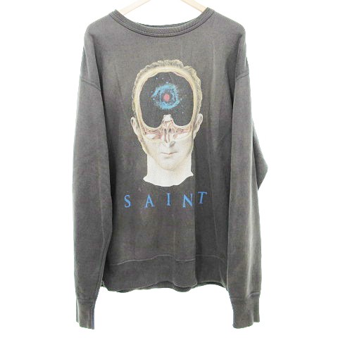 【中古】セントマイケル SAINTMICHAEL 美品 22AW AW22 SM-A22-0000-016 AW22 スウェット トレーナー L チャコール