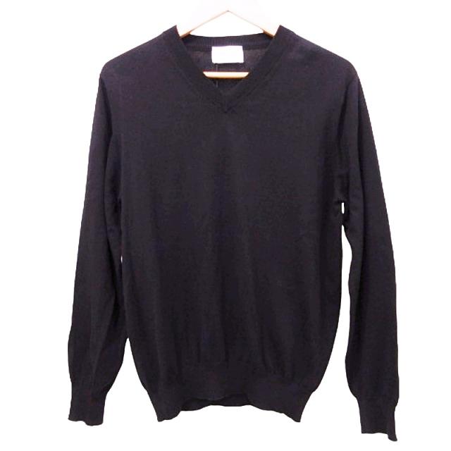 【中古】未使用品 セッテフィーリカシミア 美品 カシミア タグ付き ニット カットソー 44 黒 ブラック メンズ  IBO58の通販は 5,369円