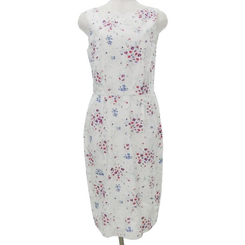 【中古】マックスマーラ 美品 花柄 ノースリーブ ワンピース フラワープリント ドレス 38 約Sサイズ 白 レディースの通販は