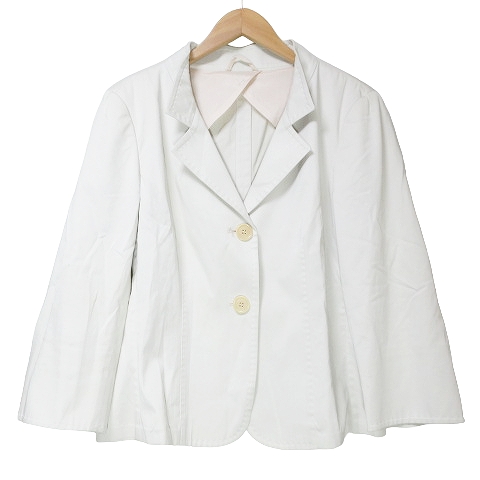 【中古】マックスマーラ テーラード ジャケット シングル 2B 白タグ 背抜き 9分袖 大きいサイズ 44 LL相当 無地 IBO58の通販は 6,396円