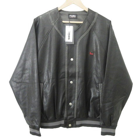 【中古】未使用品 フブxアトモス ピンク バックロゴ シンセティック レザージャケット 24fw-fbjk01-blk フリーサイズ