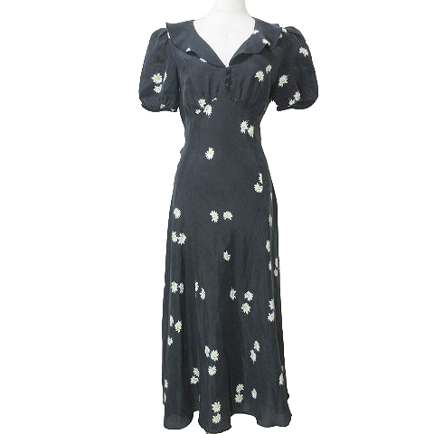 【中古】マークジェイコブス THE LOVE DRESS ワンピース ロング 半袖 シルク 花柄 Daisyモチーフ 小さいサイズ IBO58の通販は 5,576円