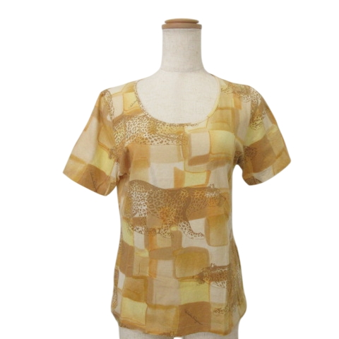 【中古】サルヴァトーレフェラガモ 半袖 Ｔシャツ アニマル 総柄 M イエロー  IBO58 レディースの通販は