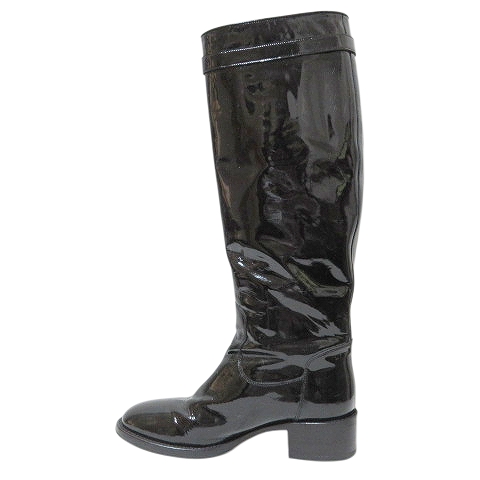 【中古】フェンディ FENDI ロング ブーツ エナメル 36.5 約23.5cm ダークブラウン IBO58 X レディースの通販は