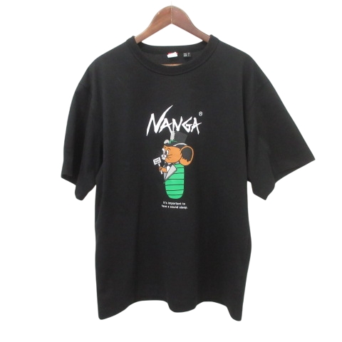 【中古】ナンガ NANGA × ジェリーウカイ 美品 プリント Tシャツ 半袖 カットソー トップス XL ブラック メンズの通販は 6,800円