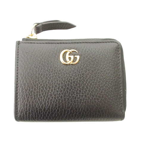 【中古】グッチ GUCCI 美品 GGマーモント ミニ ジップ ウォレット 財布  レザー 644406 黒 ブラック ★AA★の通販は