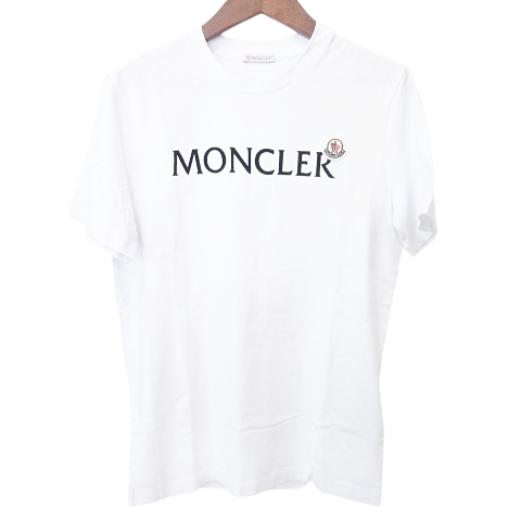 【中古】未使用品 モンクレール MONCLER タグ付き ロゴワッペン Tシャツ 半袖 ロゴ トップス XS ホワイト メンズの通販は