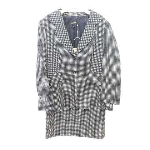【中古】エスカーダ ESCADA 美品 スカート スーツ セットアップ ドット 44 約XL 大きいサイズ 黒 ブラック レディースの通販は