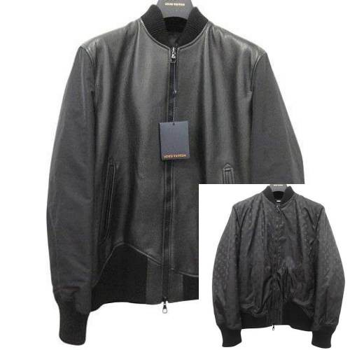 【中古】未使用品 ルイヴィトン 24SS レザー × ナイロン リバーシブル ジャケット モノグラム ブルゾン 46 黒 メンズの通販は