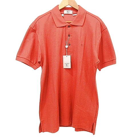 【中古】未使用 ヴァレンティノ VALENTINO chemises タグ付 ヴィンテージ ポロシャツ 半袖 50 L レンガ オレンジの通販は