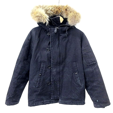 【中古】スピワック ゴールデンフリース N-2B フライトジャケット MJL-62786 32 XS相当 黒 ブラック ミリタリー