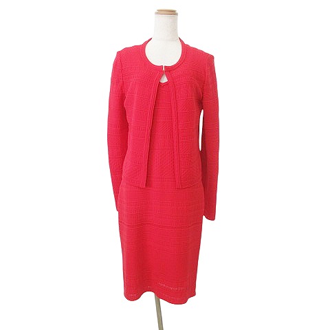 【中古】未使用品 セントジョン ST.JOHN 美品 タグ付 ニットアンサンブル カーデ ワンピース ロング US製 2 M