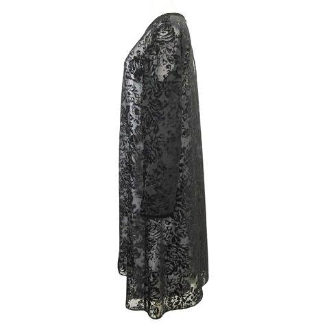 【中古】ジバンシィ フラワー シースルー ワンピース ロング バラ ローズ フロッキープリント 12号 黒 レディース ロング・マキシ丈