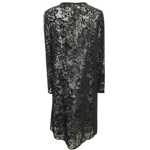 【中古】ジバンシィ フラワー シースルー ワンピース ロング バラ ローズ フロッキープリント 12号 黒 レディース ロング・マキシ丈