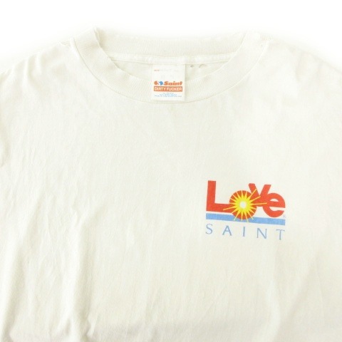 【中古】セントマイケル 美品 25SS LOVE_SS Tシャツ ワンポイント ロゴ ダメージ加工 薄手 XLサイズ 白 ☆AA★ メンズ 中古】セントマイケル 美品 25SS LOVE_SS Tシャツ ワンポイント ロゴ
