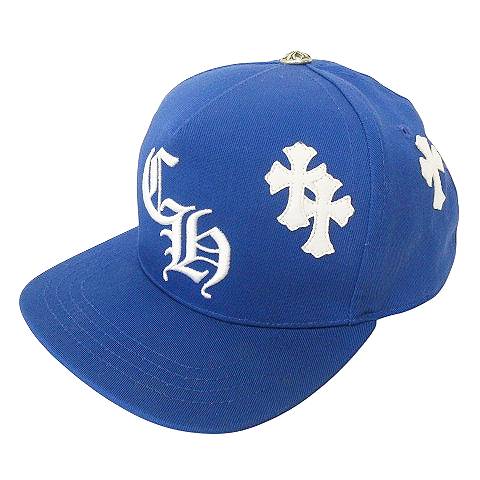 クロムハーツ BLUE BASEBALL CAP WHITE CROSS PATCH キャップ