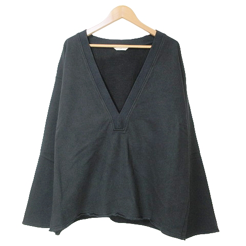【中古】未使用品 ミル 24SS 未使用 DEEP CUT OFF トレーナー スウェット 長袖 Vネック カットオフ 0 約S 黒 メンズ