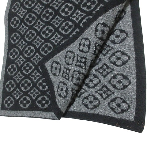 【うみ】Louis Vuitton 黒　マフラーモノグラム LOUIS VUITTON モノグラム 黒 ブラック マフラー うみ】Louis Vuitton